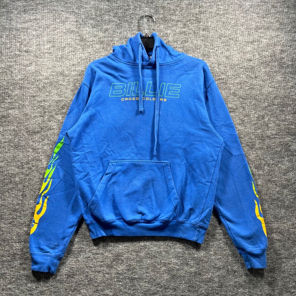 Cross Colours x Billie Eilish Blue Flame Graphic Hoodie Sweatshirt Small